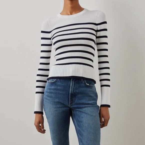 Rails Gemma Sweater In Ivory Navy Stripe size XXS - Picture 3 of 7